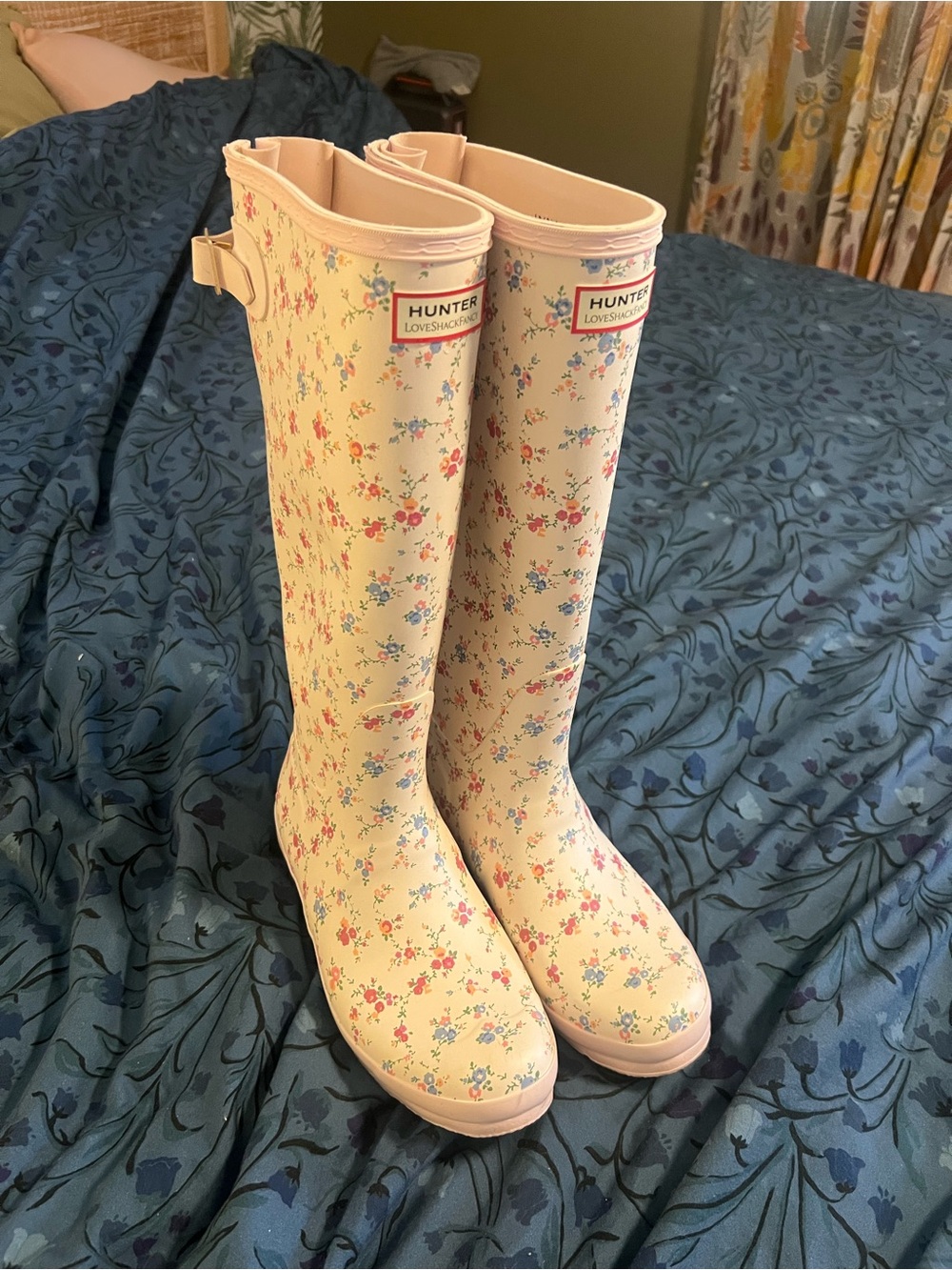 Hunter Women’s Pale Pink Floral Tall Rain Boots